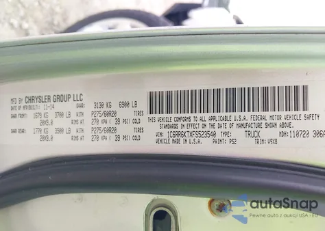 2015 Ram 1500 Express z USA, uszkodzony, nr VIN 1C6RR6KTXFS523540